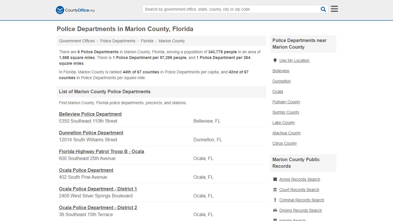 Police Departments - Marion County, FL (Arrest Records & Police Logs)